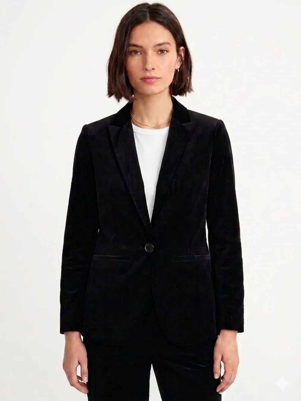 J. Crew Black Velvet Single-Button Blazer